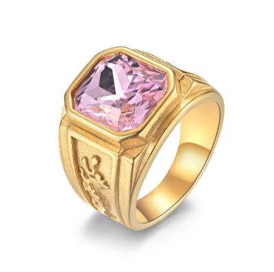 China Men 316 Stainless Steel Ring Jewelry Gold Color Plated Customized Size for sale
