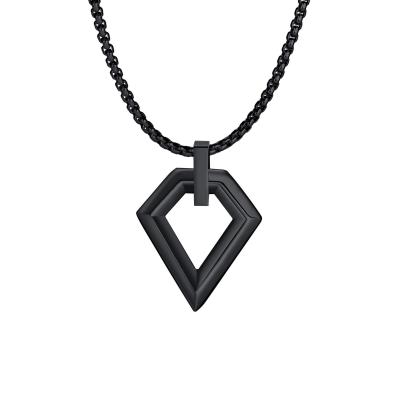 China Pendente de aço inoxidável em forma de diamante preto revestido de estilo para homens à venda