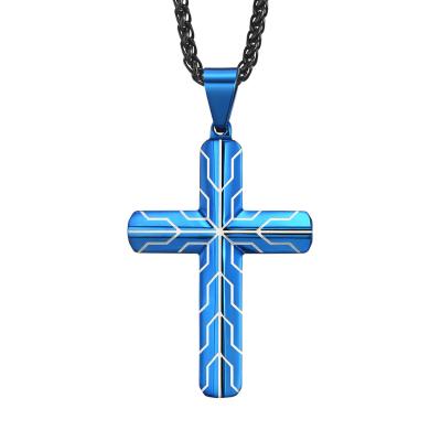 Chine Collier de croix en acier inoxydable pour hommes et femmes avec pendentif de prière du Seigneur 2 variations de couleur à vendre