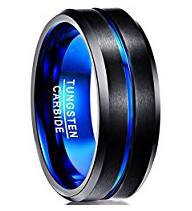 China Men's Wedding Band 8mm Tungsten Carbide Ring Vacuum Plated Black Inlay Fashionable Trendy Design Engagement Party Perfect Gift Mens for sale