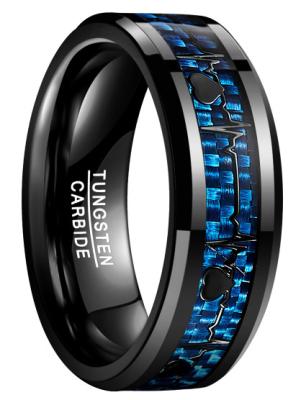 China ECG Pattern Tungsten Carbide Wedding Engagement Rings for Men Fashion Jewelry zu verkaufen