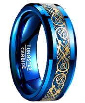 China Plated Blue Tungsten Carbide Wedding Engagement Rings for Men Fashion Jewelry zu verkaufen