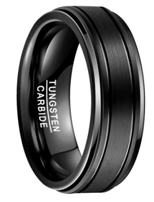 China Black Wheel Shape Men's Wedding Ring Gold Tungsten Carbide Tungsten Steel Ring zu verkaufen