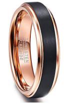 China Elegant Gentdes Schmuck 8mm Flat Rose Gold und Matte Schwarz Wolframkarbid Hochzeitsband Ring für das Setzen Inlay Technologie zu verkaufen
