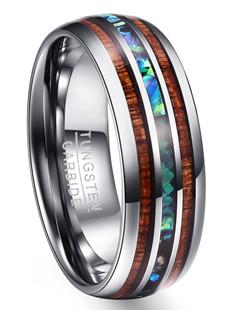 China Wolframkarbid Hochzeitsband mit Robinia Holz und Abalone Shell Inlay Unisex Klassiker Verlobungsgeschenk zu verkaufen
