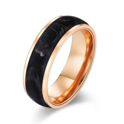China 2025 New Arrival Plated Gold and Rose Gold Forged Carbon Fiber Wedding Bands Mens bands for sale