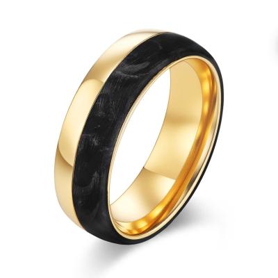 China 2025 New Arrival Plated Gold and Rose Gold Forged Carbon Fiber Wedding Bands Mens bands for sale