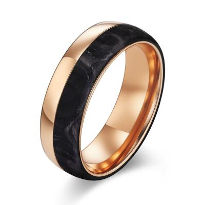 China 2025 New Arrival Plated Gold and Rose Gold Forged Carbon Fiber Wedding Bands Mens bands for sale