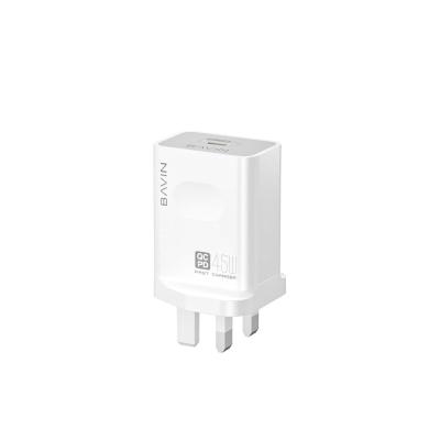 China High Speed Fast Charging UK Type-C Quick Charge One Port Wall Charger Travel BAVIN PD 18W 20W 45W PD USB C Adapter QC3.0 for sale