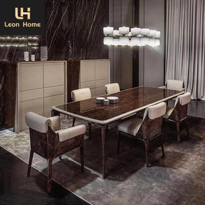 China High Quality Italian design villa light luxury wood dining table retangular postmodern wooden dining table set for sale