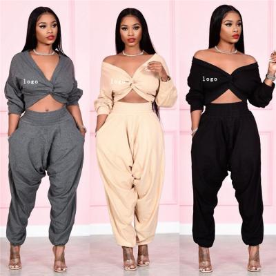 China Anti-pilling Spring Women Clothing 2021 Two Piece Set Sports Tracksuits Sets Plus Size Sweat Women Clothing Pile Pants Sets S390047 for sale
