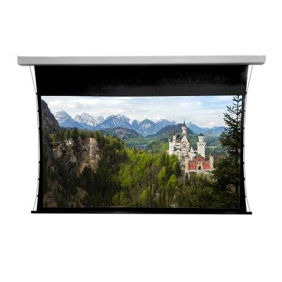 China Factory Sale Electric ALR Motorized Tab Tension Projection Screen 92inch For Long Throw Projectors for sale