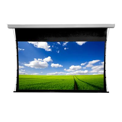 China Electric Tab Tension Motorized Projection Screen with Gray Anti-Light Fabric 3D 4K supported for sale