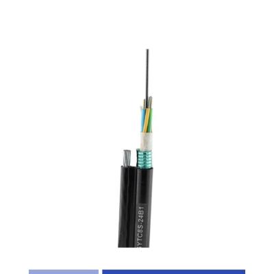 China 24 Core Aerial Fiber Optic Cable Singlemode 9/125um with Steel Wire Messenger PE GYTC8S for sale