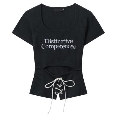 China YPRS Style Other Men's Style American Hot Girl T-shirt Short Sleeve Summer The Dopamine Strap Retro Cavity Slim Fit Women's Waist Tops for sale