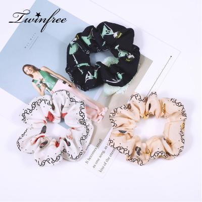 China Cute Sweet Chiffon Elastic Hair Cartoon Bow Hair Accessories High Tie Wholesale Hair Scrunchies For Women Girls for sale