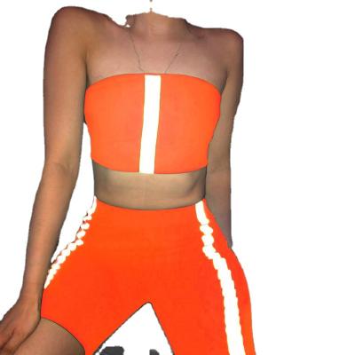 China Reflective Brand Shorts Yoga Fitness Breathable Spliced Tight Running Strapless Suit For Women for sale