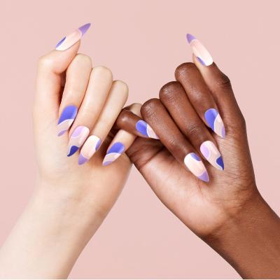 China Easy Apply NEWAIR Hot Selling Stock Design Nude Pink Almond Colorful Press On Line Design Fake Nail Tip Wave Artificial Nails for sale