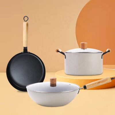 China Medical Stone Ollas Cast Iron Cookware Set Non Stick Modern Design Style for sale