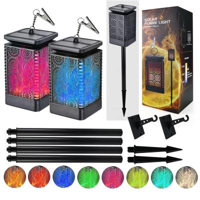 China Waterproof Solar Camping/Garden/Tent Square LED Bollard Pathway Lights Hollow Out Vintage Lawn Lamps for Garden Park Backyard Lighting for sale