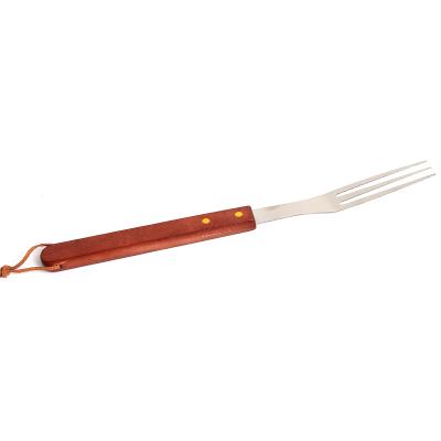 China Easily Assembled Hot Selling bbq Tools Barbecue Grill Utensils Premium Grade bbq Tool Stainless Steel Wooden Handle Kitchen Fork BBQ Fork for sale