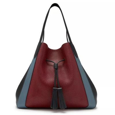 China Fashion custom logo high quality new arrival tote bag drawstring soft leather ladies women's tote bags big shopping bag handbags 2022 for sale