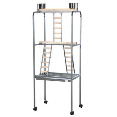 China Breathable Wholesale Large Metal Bird Playing Parrot Stand Cage Feeding Training Stand for sale
