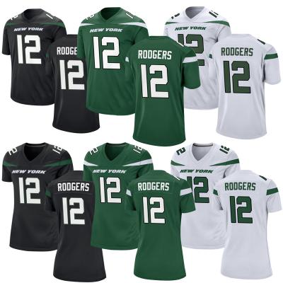 China High Quality Men's Breathable S-5XL New York City Stitched Embroidery 12 American Football Aaron Rodgers Jet Team Uniform Tank Top For Women for sale