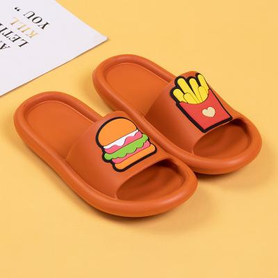 China Summer Non-slip Cartoon Household Couples Creative Indoor Slippers With Burgers And Fries for sale