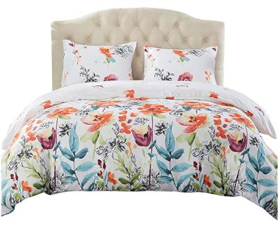 China Yellow 100% Polyester Bedding Duvet Cover Set Flower Queen Size Anti-bacteria 3pcs Duvet Cover Set Bedding Sets for sale