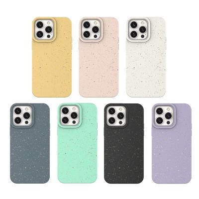 China 100% Biodegradable Eco-Friendly Wheat Shockproof Environmental Biodegradable Straw Plant Phone Case Phone Case For Iphone 14 13 pro max for sale