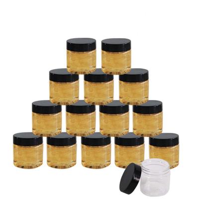 China Wholesale 60ml Cosmetic Plastic Jars Round Clear Leak Proof Container Cosmetic Jars With Black Lids for sale