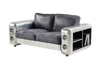 China Aluminium Sheet Armrest 2 Seater Leather Sofa High Density Foam / Sponge for sale