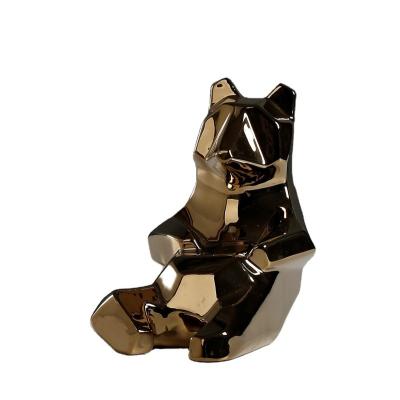 China Luxury Decor Art Crafts Home Decor Creamic Bear Gold Tableau Pieces Wholesale Nordic Modern Minimalist Interior Accessories for sale