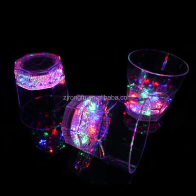 China RF-699 Replaceable Electronic LED Wine Induction LED Wine Glass Instant Luminous Octagonal Cup Colorful Led Light Glass Mug for sale