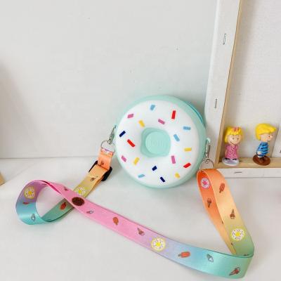 China 2021 Fashion Fashion Parent-child Handbag Cross Shoulder Chain Child Jelly Coin Bags Mini PU Leather Mom and Kids Printing Donut Purse for sale