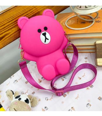 China 2022 Candy Color Mini Tote Purse Cross Chain Shoulder Designer PORTABLE Little Girl Bags Bear Shape Silicone Pouch Bag for sale