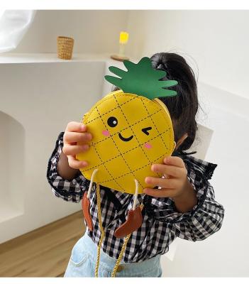 China New Arrival Candy Color PU PORTABLE Fashion Cute Tote Bags For Kids Mini Pineapple Pop Kids Purses She Bag for sale