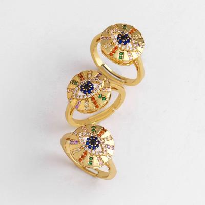 China Wholesale BOHEMIA MoyaMiya Jewelry Rainbow Zirconia Evil Eye Life Jewelry Accessories Women Delicas EthnicbTrendy Ring for sale