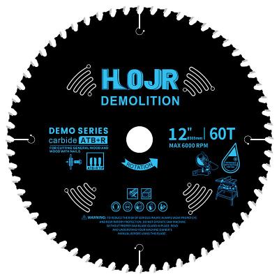 China For Cutting General Wood And Wood With Nails Teeth Demolition CTT Circular HOJR 305mm x 60T ATB Saw Blade For Cutting Wood With Nails for sale
