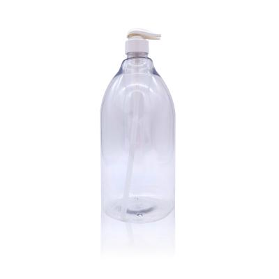 China Cosmetic Packaging 2000ml PET Empty Transparent Wholesale Hand Squeezed Round Shampoo Cosmetic Rub Cream Hot Sale Plastic Pump Bottle for sale