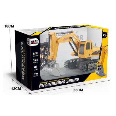 China Follow Me Five-Way Crawler Remote Control 1/24 Excavator Engineering Vehicle 360 Rotation rc car 27Mhz for sale