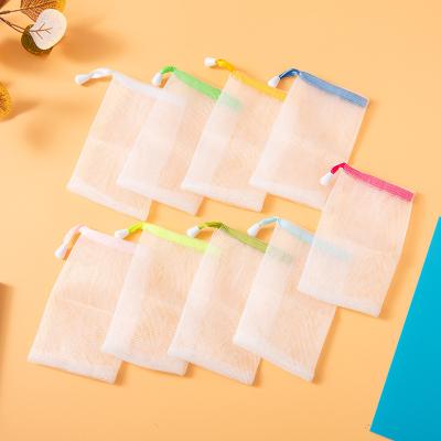 China Factory Supply Direct SHOWER Ribbon Bubble Soap Net Bag Colorful Bubble Net Soap Mesh Bag for sale