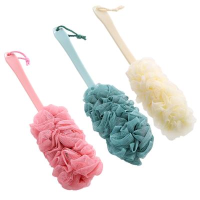 China EXFOLIATE High Quality Long Handle PE Soft Mesh Bath Body Cleaning Scrubber Back Body Brush for sale