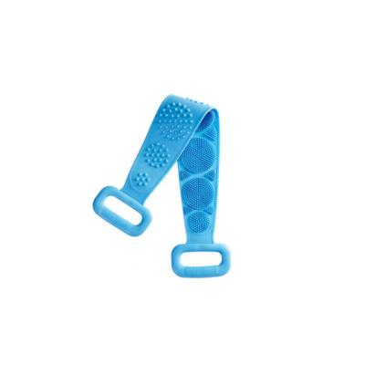 China EXFOLIATE Add Long Silicone Body Scrubber Bath Shower Towel Cleansing Back Shower Strap Silicone Body Brush for sale