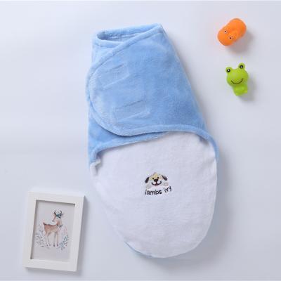 China Embroidered Folded Baby Wraps Baby Ferry Fleece Towel Blanket Four Seasons Bed Wrap Blankets for sale