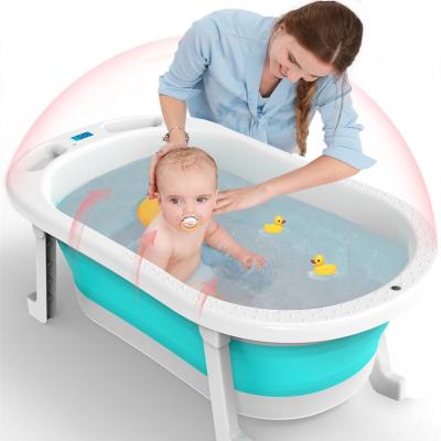 China Amazon Hot Selling Portable Baby Folding Bathtub With Thermometer Baby Portable Bathtub for sale