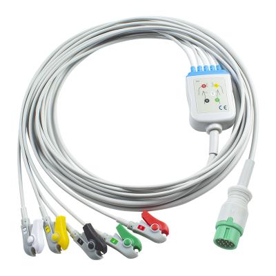 China Bioluminescência 12Pin Compatível Cable ECG de ligação direta e fios de chumbo 5Lead IEC Grabber à venda