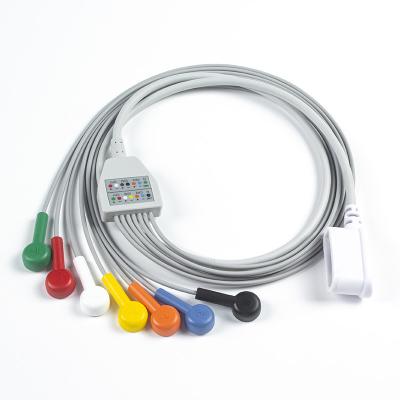 China Set de fios de chumbo 7 fios de chumbo ECG GE SEER 1000 3 canais IEC Snap Compativel para GE SEER 1000 à venda
