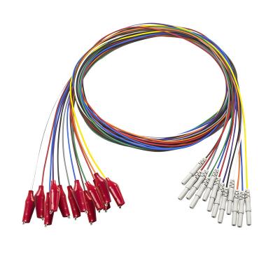 China DIN 1.5mm stijl Grabber met de Zachte buitenshell Elektroden van het Krokodilleklemeeg plateerde gouden EEGemg Leadwires Elektrode Te koop